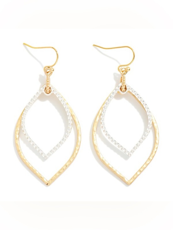Jewelry - Gold and Crystal Double Teardrop Drop Earrings - Women Jewelry